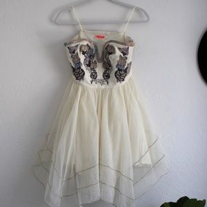 Free People Embroidered Tulle Mini Dress